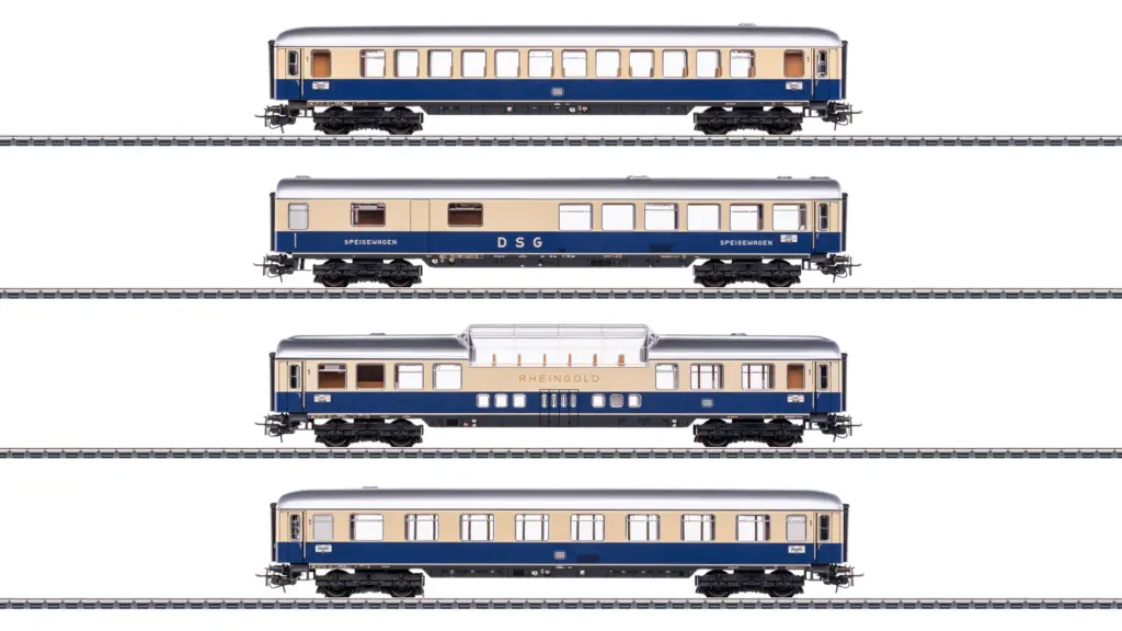 DB Set di quattro carrozze livrea Rheingold blu | Scala H0